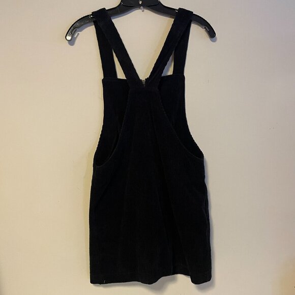 Forever 21 Suspenders Overalls Full Zip Mini Dress Corduroy Black Size Small - Picture 3 of 5